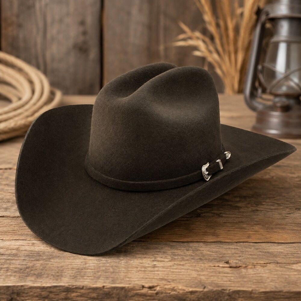 STETSON Unisex 3X Wool Felt Cattleman Crown Oak Ridge Cowboy Hat, 7 3/4 New